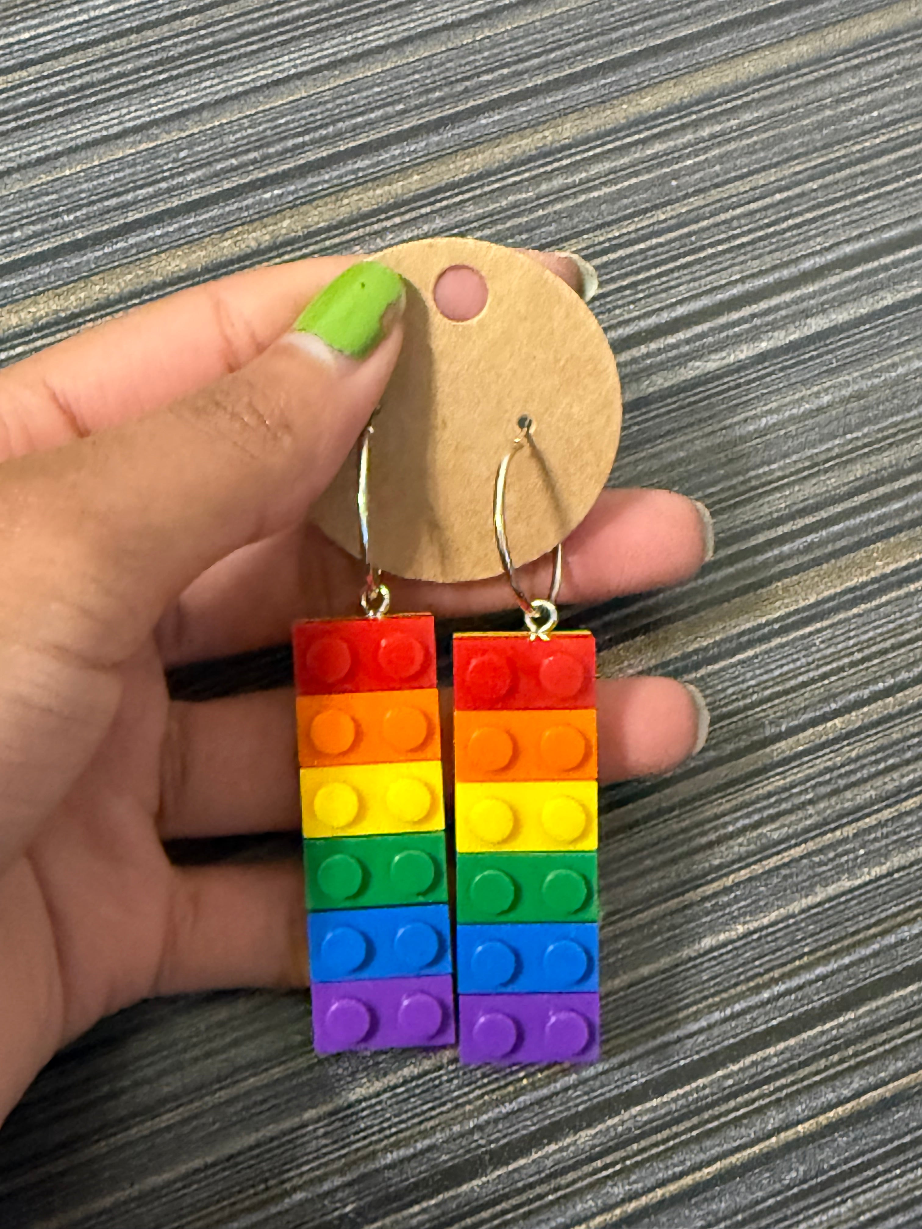Rainbow Lego Earrings