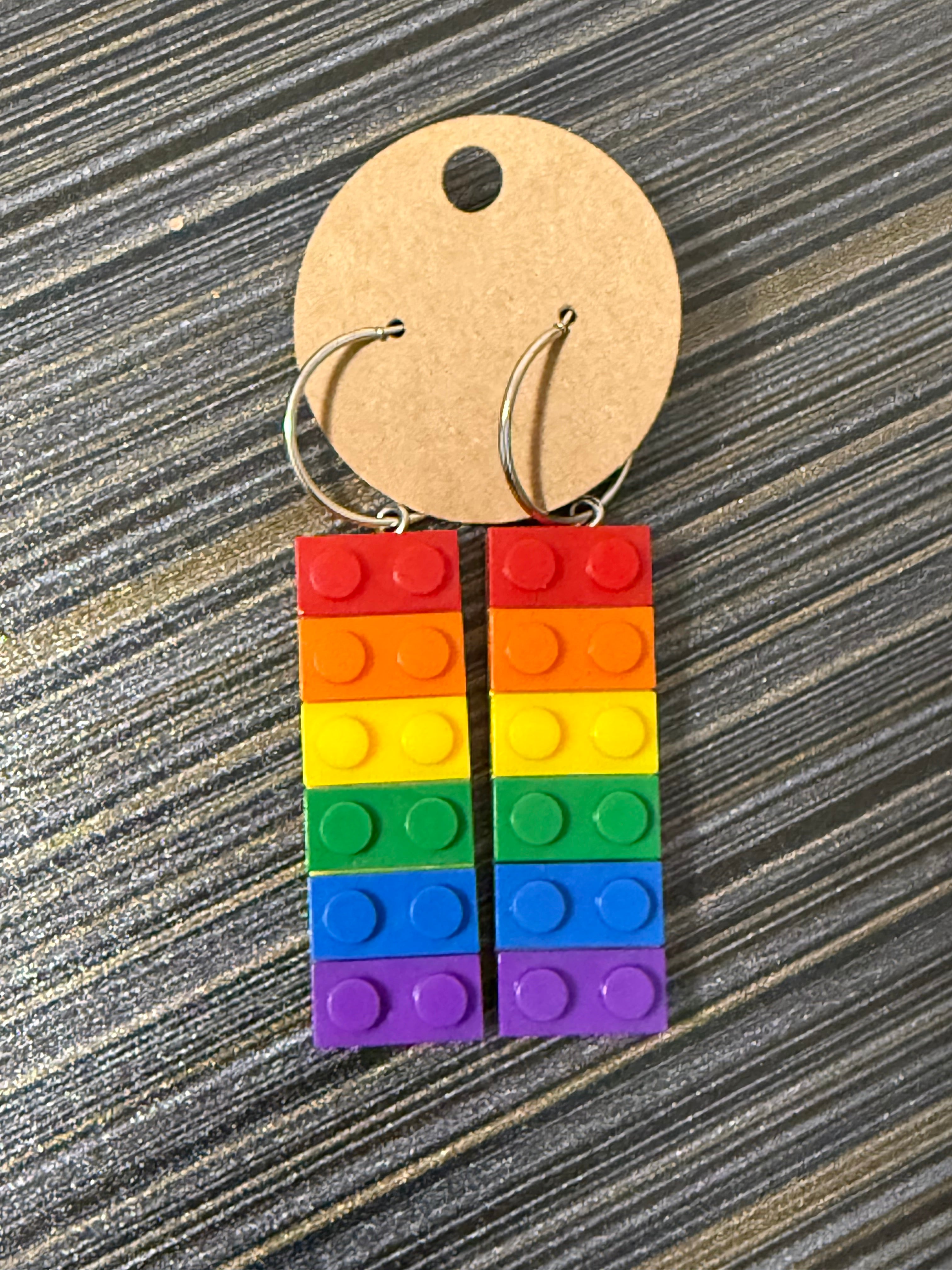 Rainbow Lego Earrings
